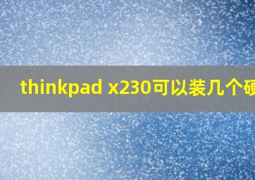 thinkpad x230可以装几个硬盘